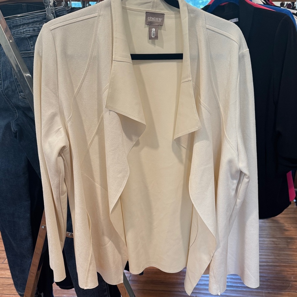 Chico's Ivory Drape Cardigan